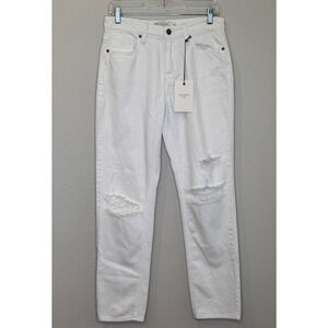 Hidden Bailey High Rise Boyfriend Jeans Womens Sz 26 White Distressed Cotton NEW